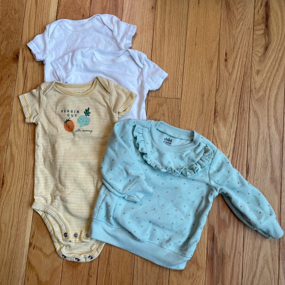 Carters 3-6 month onesies and sweatshirt